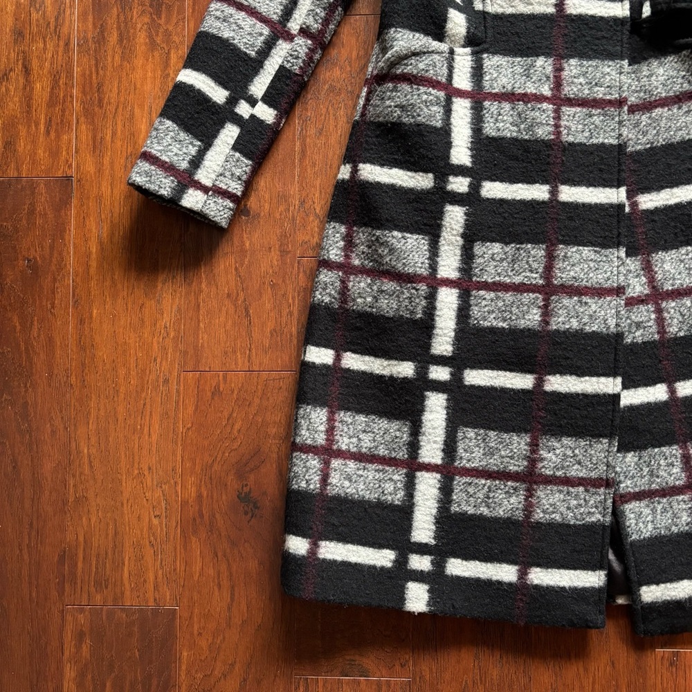 RACHEL Rachel Roy Black and White Plaid Pea Coat - Picture 9 of 15